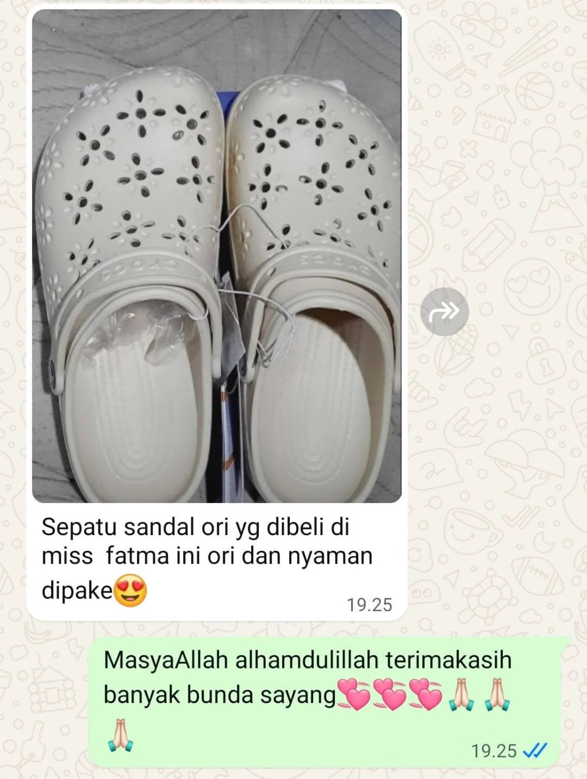 Testimoni pelanggan EK Luxe mengenai sandal Crocs