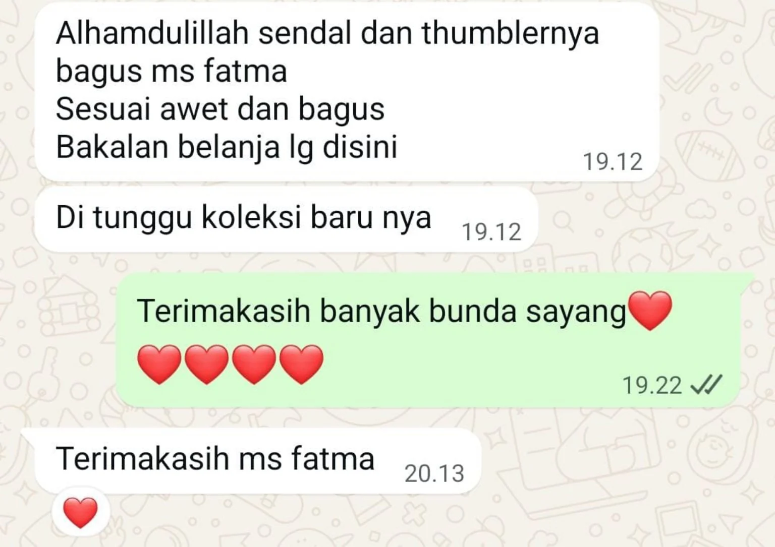 Testimoni pelanggan EK Luxe mengenai sandal dan tumbler